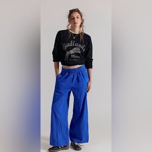 Free People - Day's End Blue Linen Pull-On Pants, Size Medium